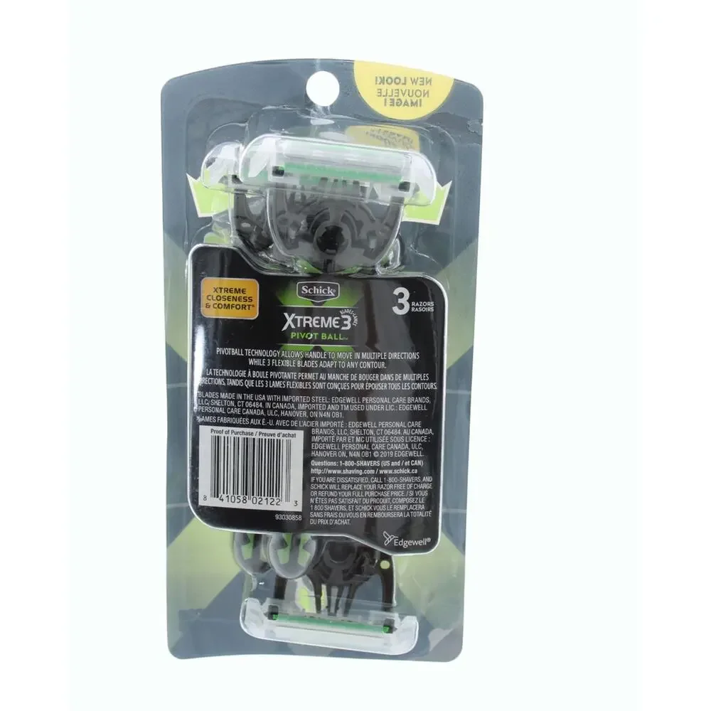 Men Razor Schick Xtreme3 Pivot Ball 3 Blades Men Disposable Razor 2 Pack‎